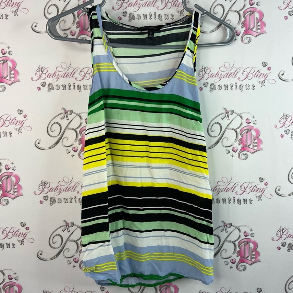 Banana Republic tank top stripes blue Green Yellow Black Striped Tank Top